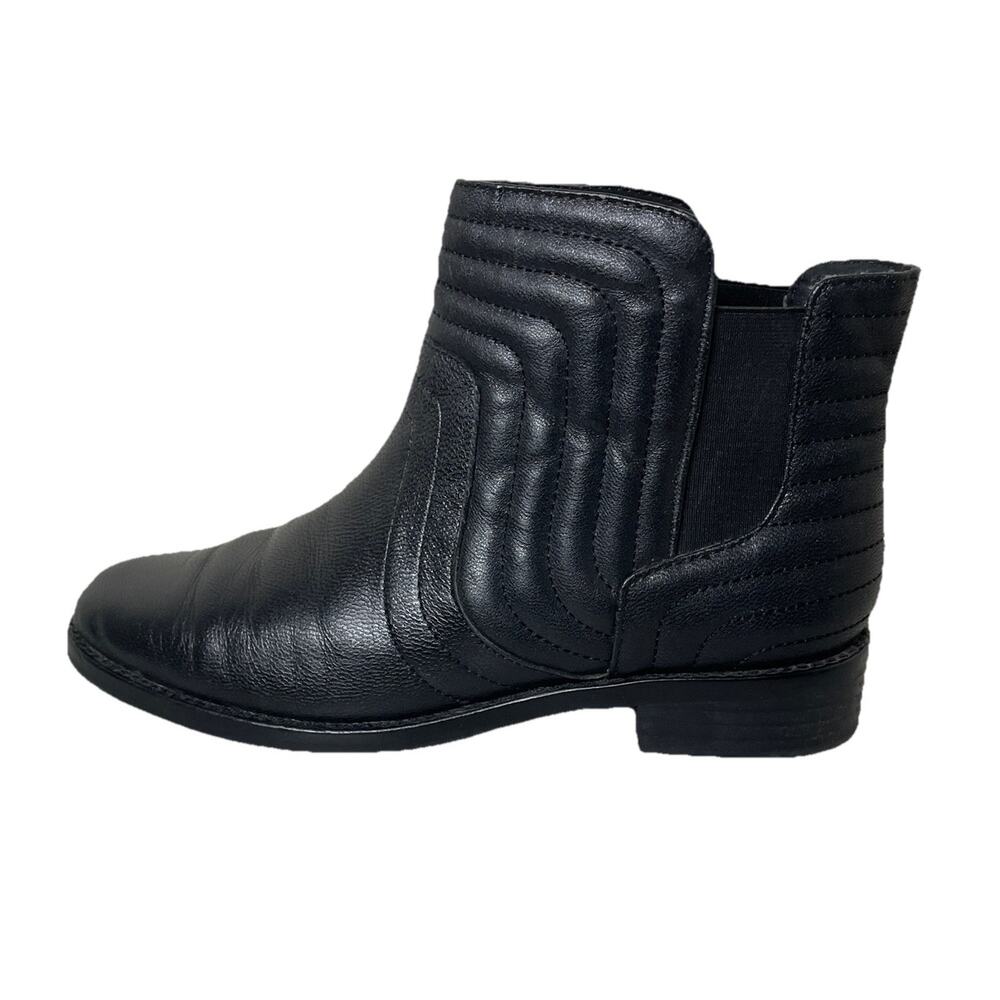 French Connection Black Quilted Leather Chelsea Ankle Boots Booties Women Sz 6.5